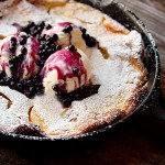 Peach Dutch Baby with Wild Blueberry Sauce