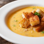 Roasted Butternut Chowder with Bacon Croutons