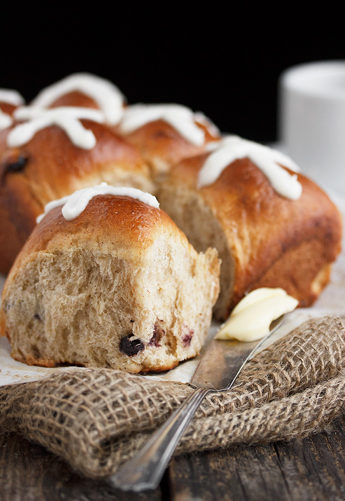 Dried Blueberry and Lemon Hot Cross Buns