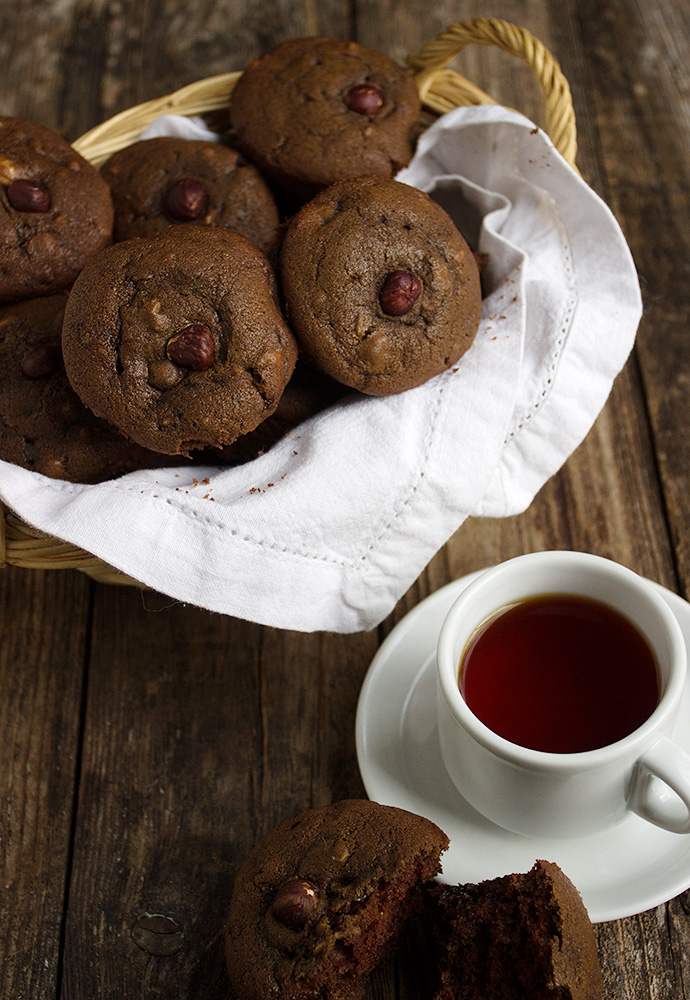 Chocolate Hazelnut and Dried Cherry Muffins