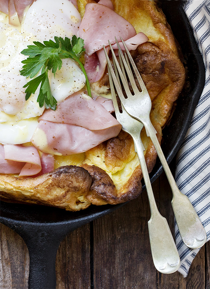 Eggs Benedict Dutch Baby - Seasons and Suppers