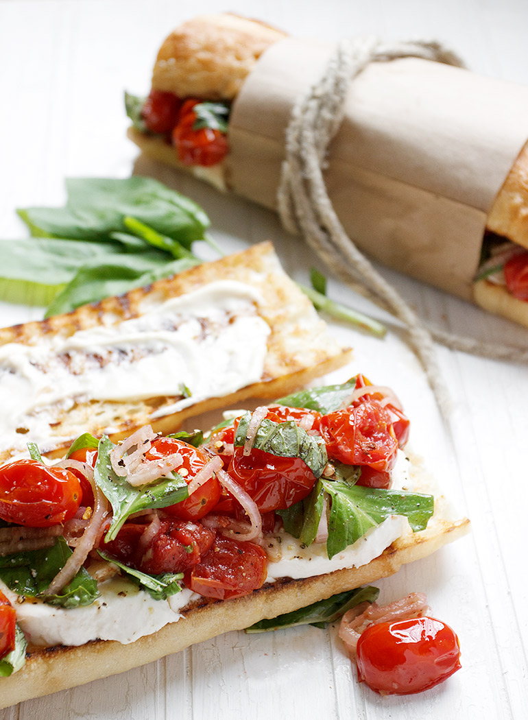 Blistered Tomato Caprese Sandwich