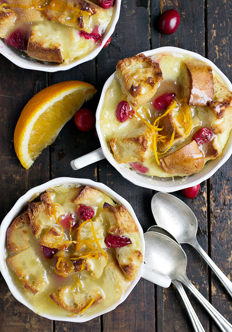 Cranberry Orange Bread Pudding with Warm Butter Sauce