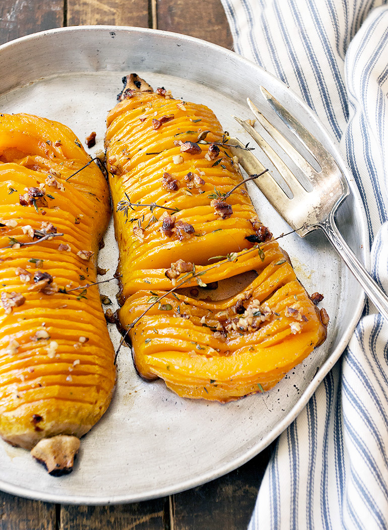 Maple Pecan Hasselback Butternut Squash Seasons and Suppers