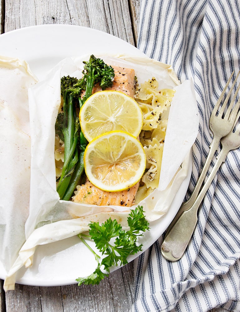 Rainbow Trout and Pasta in Parchment