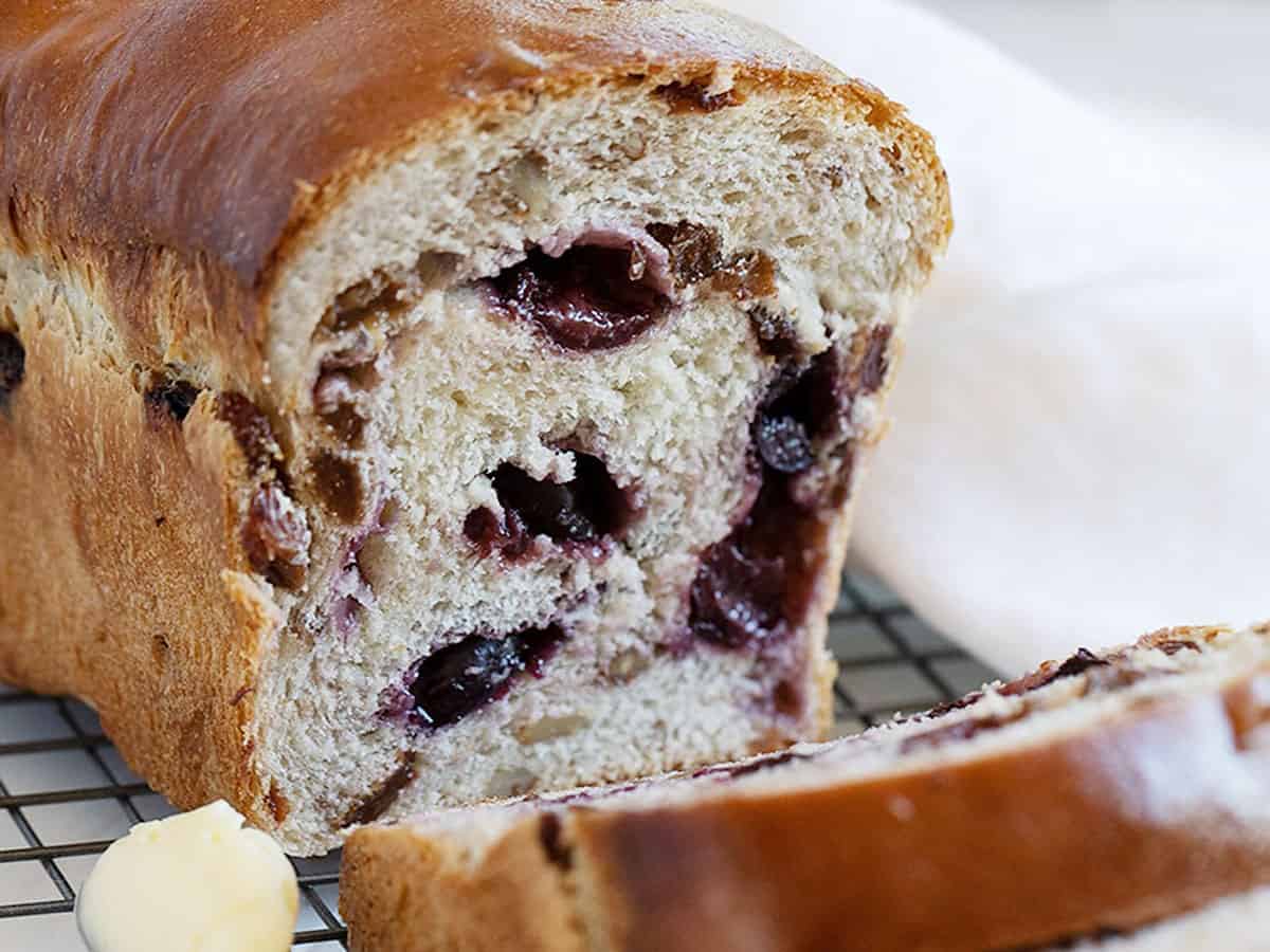 fresh cherry yeast bread sliced