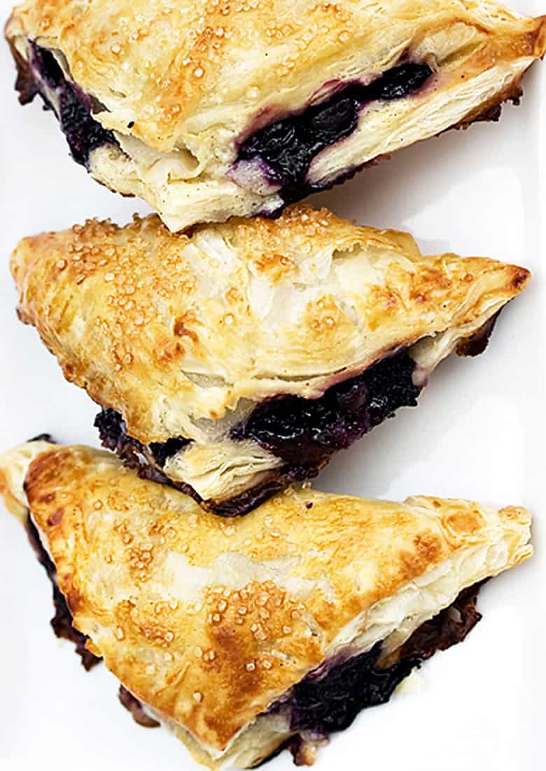 easy blueberry turnovers on parchment