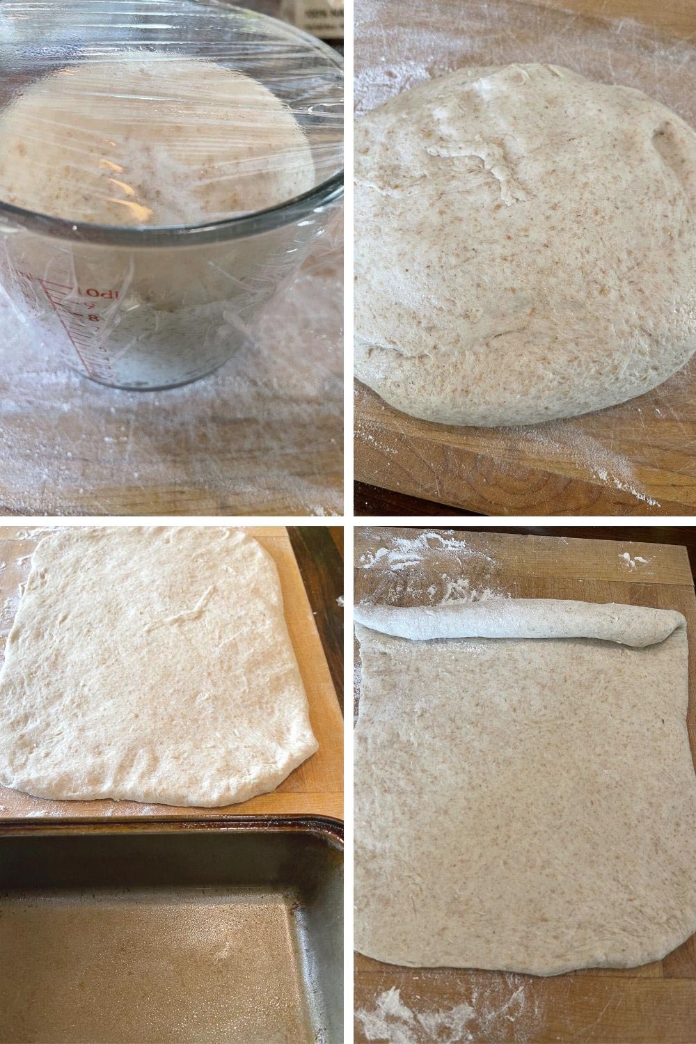 photo collage of steps to make honey wheat bread 2