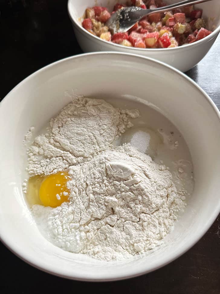 mixing up the batter ingredients in another bowl