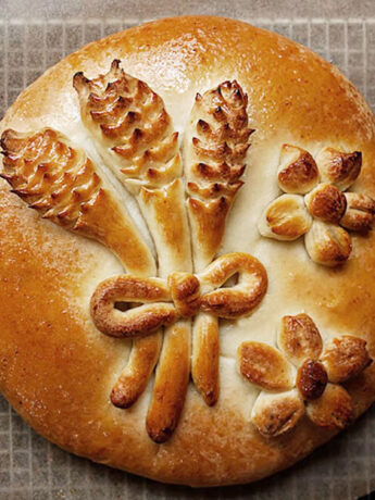 Bulgarian Christmas bread on parchment paper