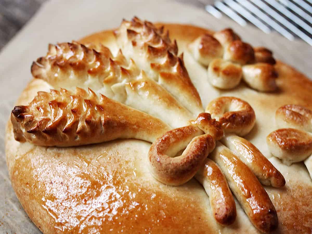 Bulgarian Christmas eve bread from overhead