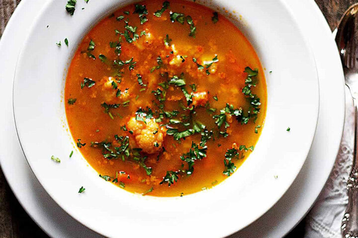 Hungarian Paprika Cauliflower soup in bowl