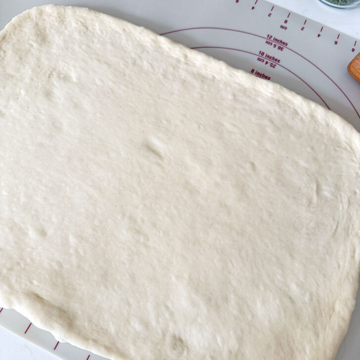 One dough ball rolled into a rectangle.