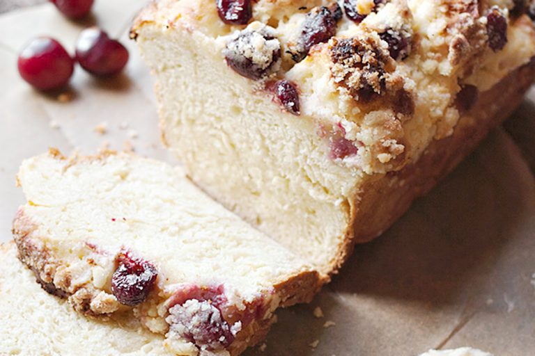 Cherry Bread with a Crumble Topping