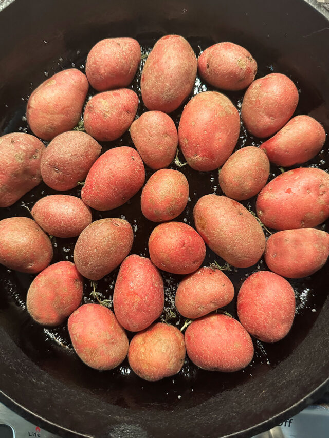 Crispy Skillet Roasted Mini Potatoes with Rosemary