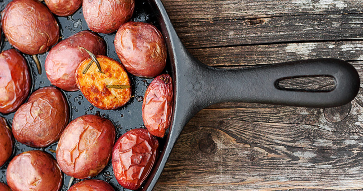 Crispy Skillet Roasted Mini Potatoes with Rosemary