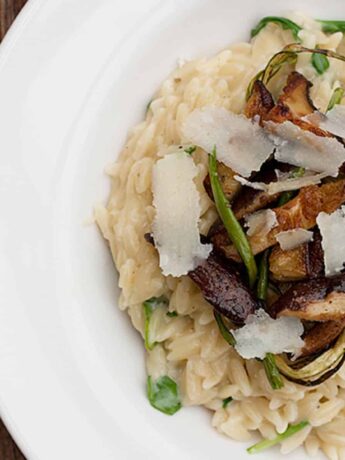 orzo risotto with garlic mushrooms