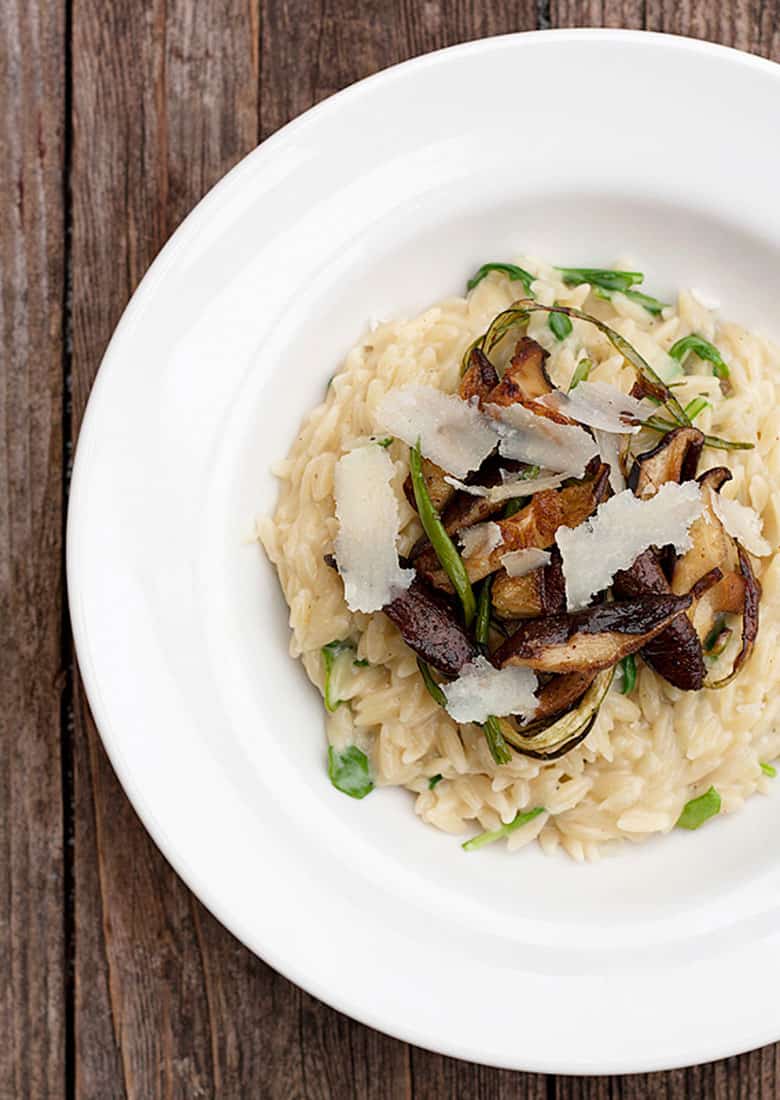 orzo risotto with garlic mushrooms