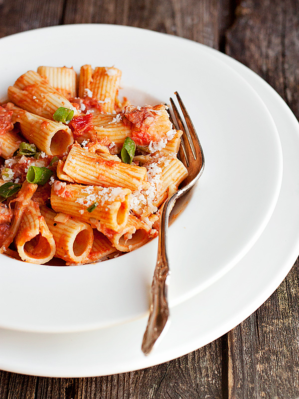Rigatoni with Green Onions and Pancetta Seasons and Suppers
