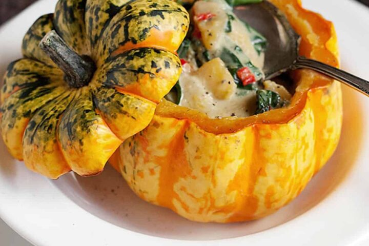 squash filled with Thai curry filling