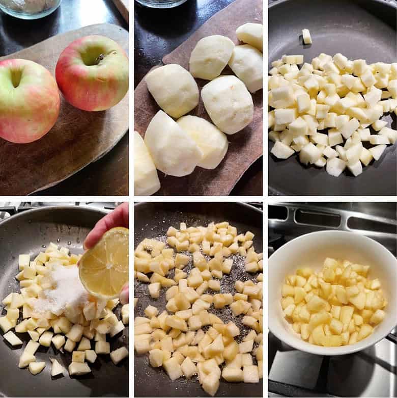 photo collage of steps to make apple fritters 2