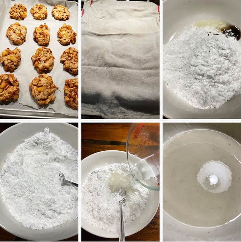 photo collage of steps to make apple fritters 2