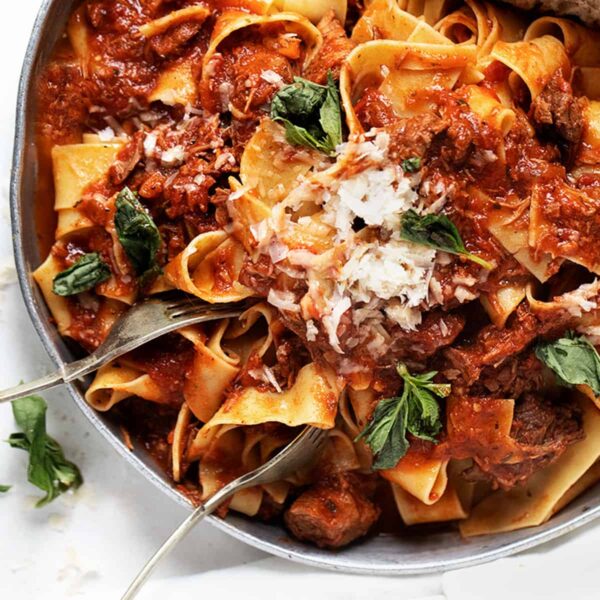 beef ragu sauce on pappardelle