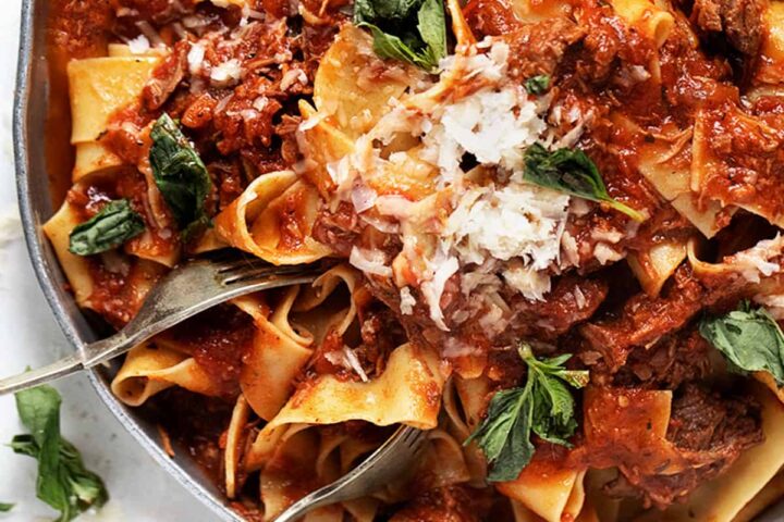 beef ragu sauce on pappardelle