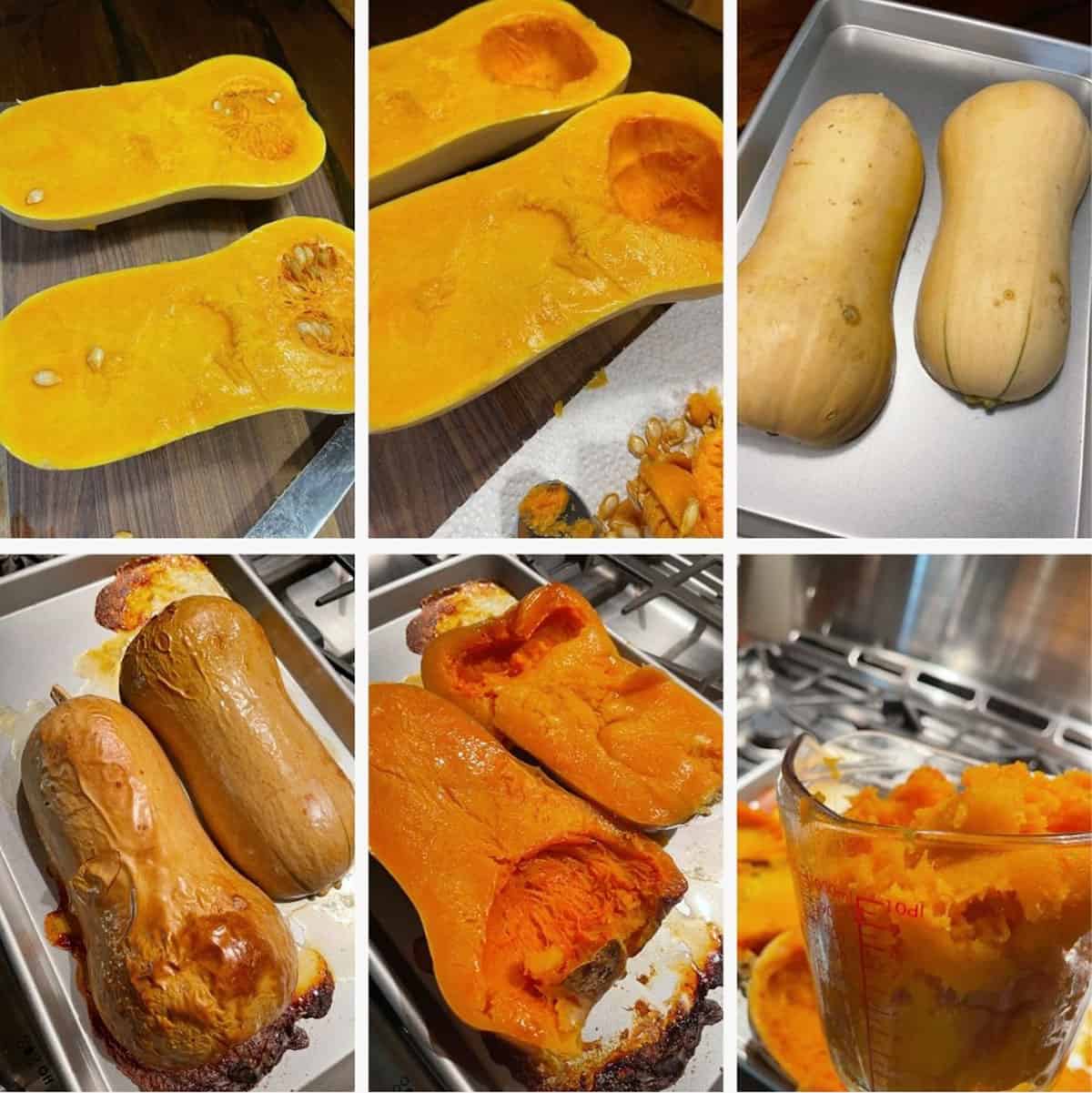 photo collage of steps to make butternut squash casserole 1