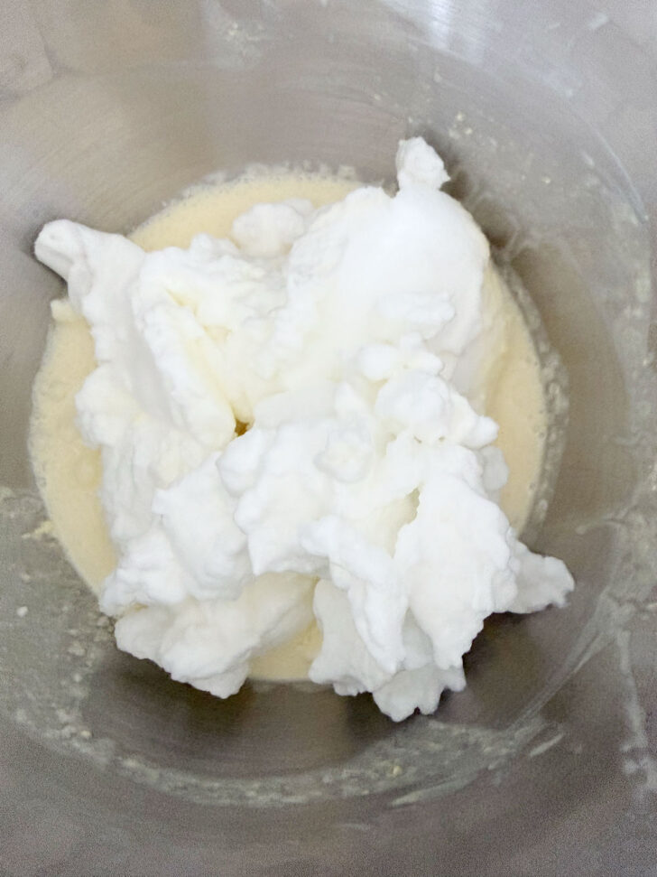 Egg whites added the batter.