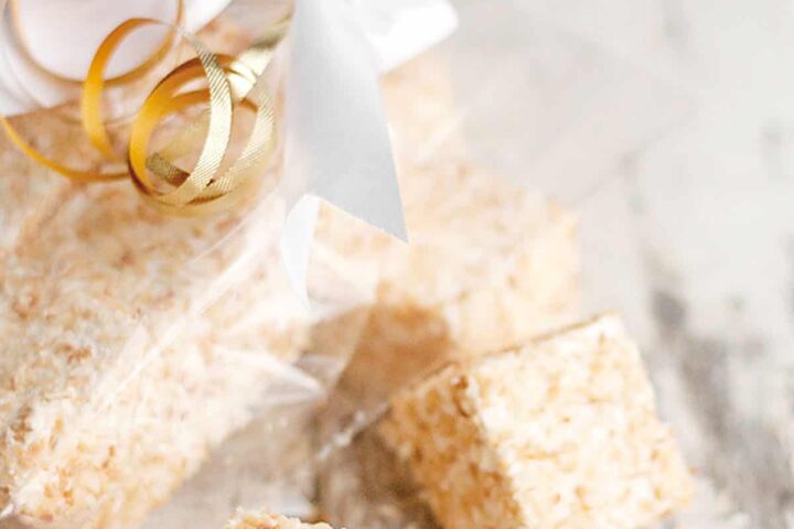 coconut marshmallows in plastic gift bag