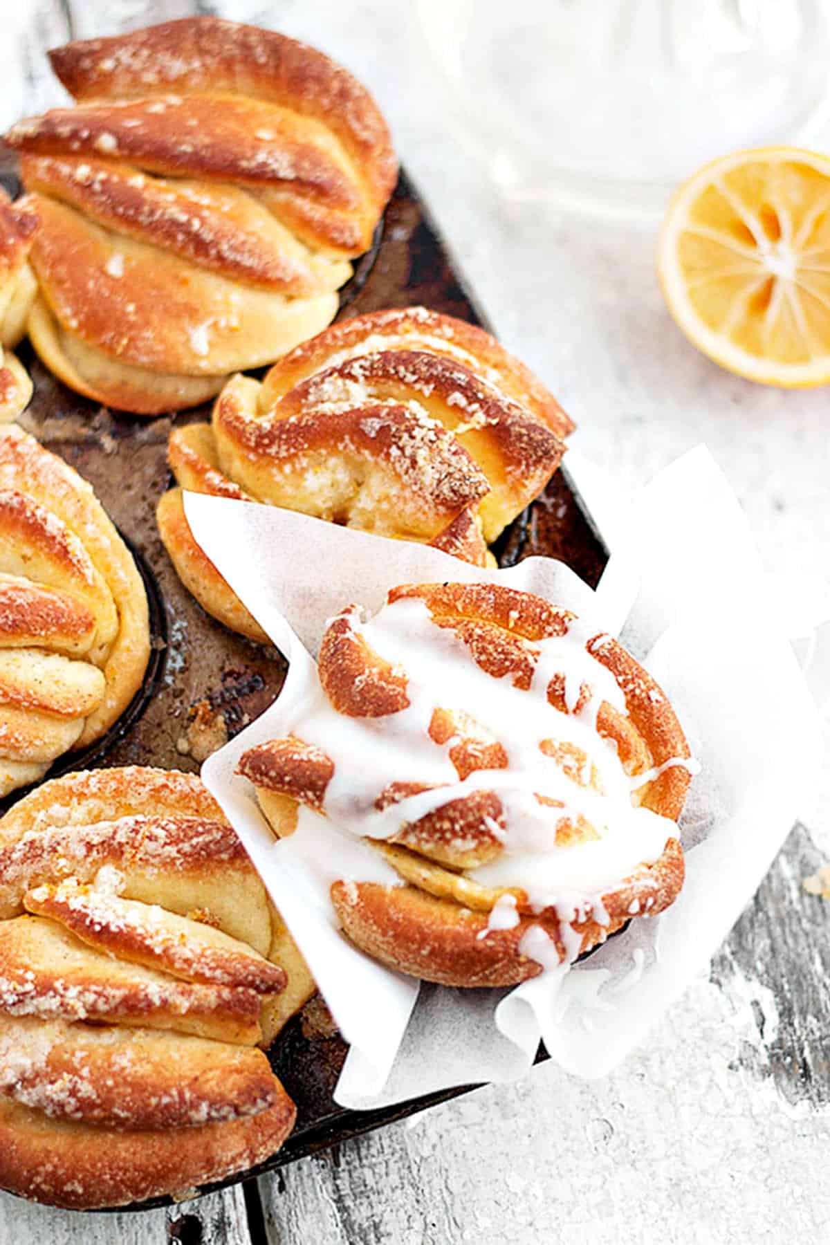 lemon pull apart rolls in muffin tin