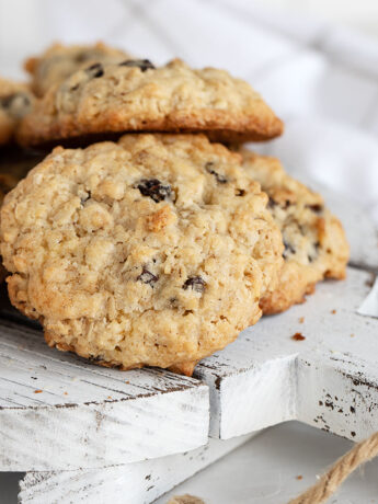 old-fashioned oatmeal raisin cookies on serving board