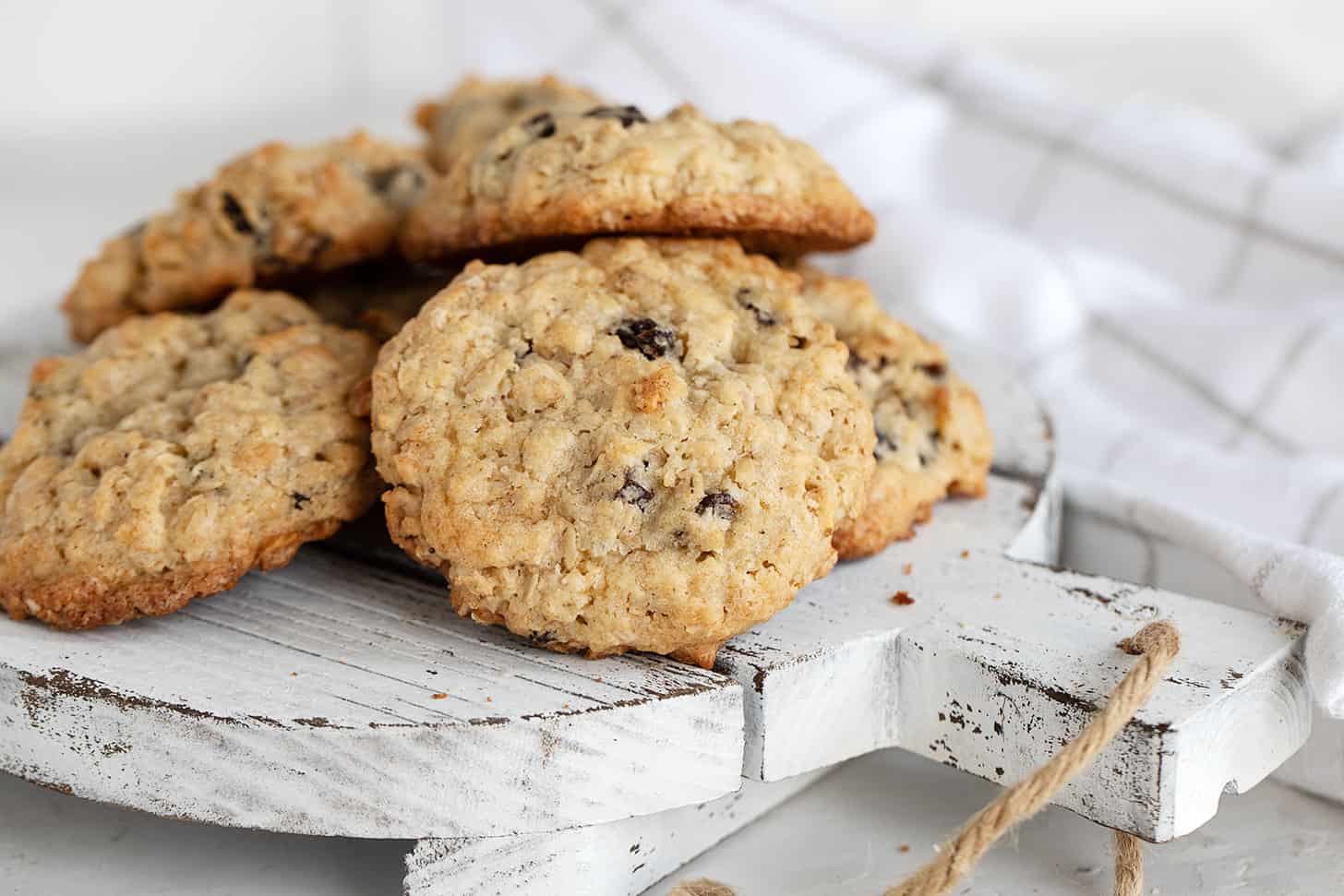 old-fashioned oatmeal raisin cookies on serving board