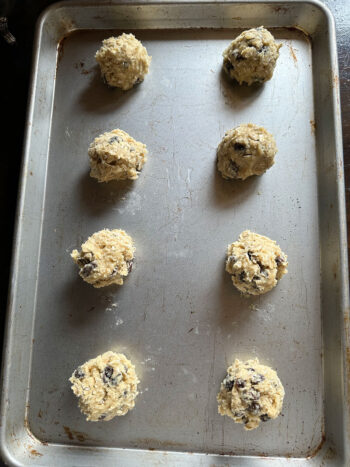 dough balls on baking sheet before baking
