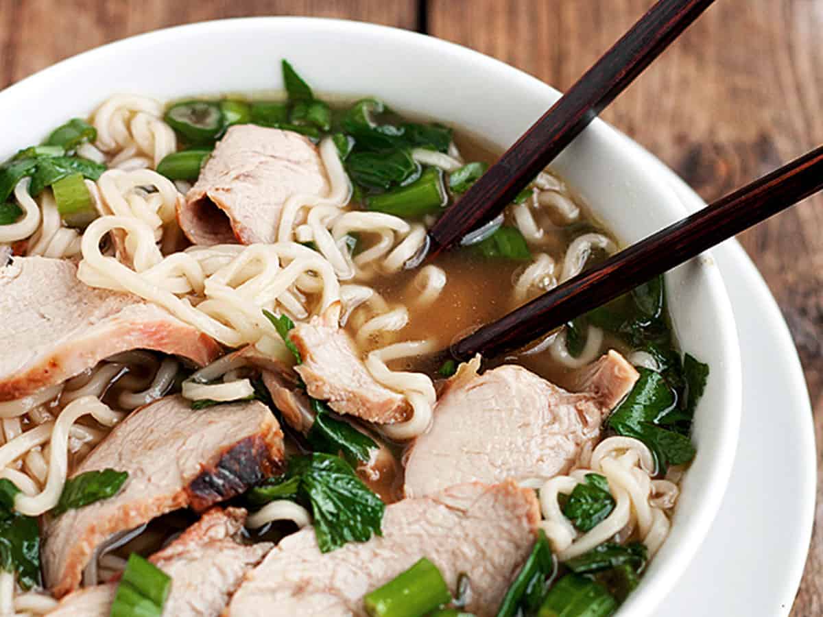 ramen noodle soup with char siu pork