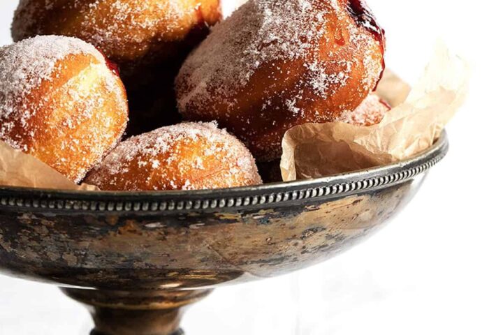 authentic Polish paczki on silver stand