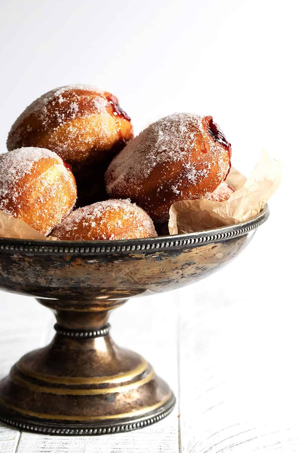 authentic Polish paczki on silver stand