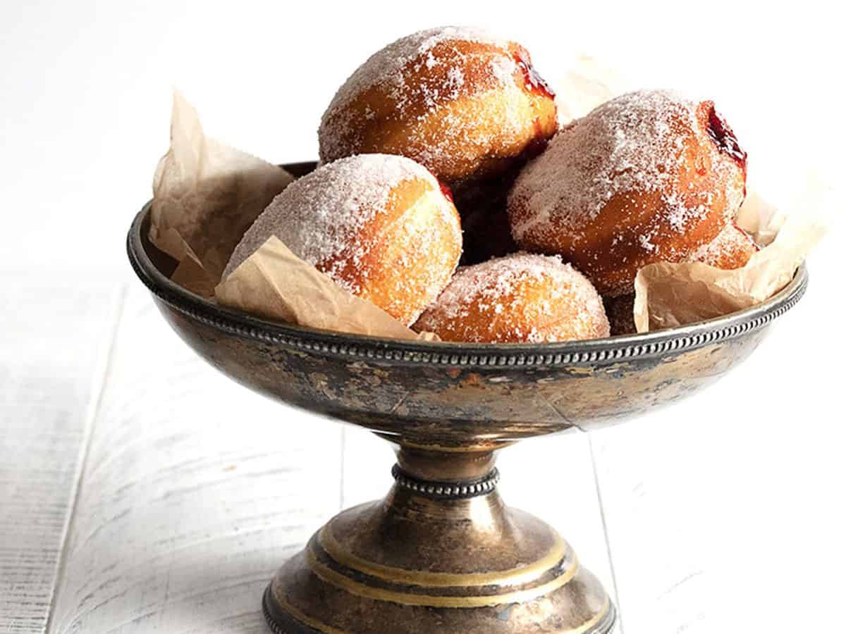 authentic Polish paczki on silver stand