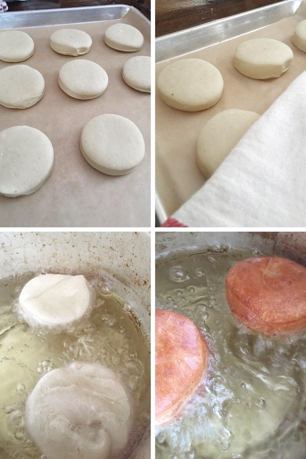 cutting, rising and frying paczki