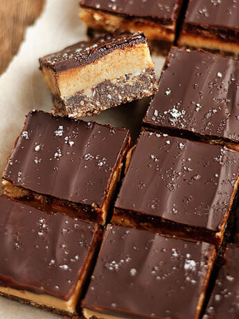 peanut butter Nanaimo bars sliced