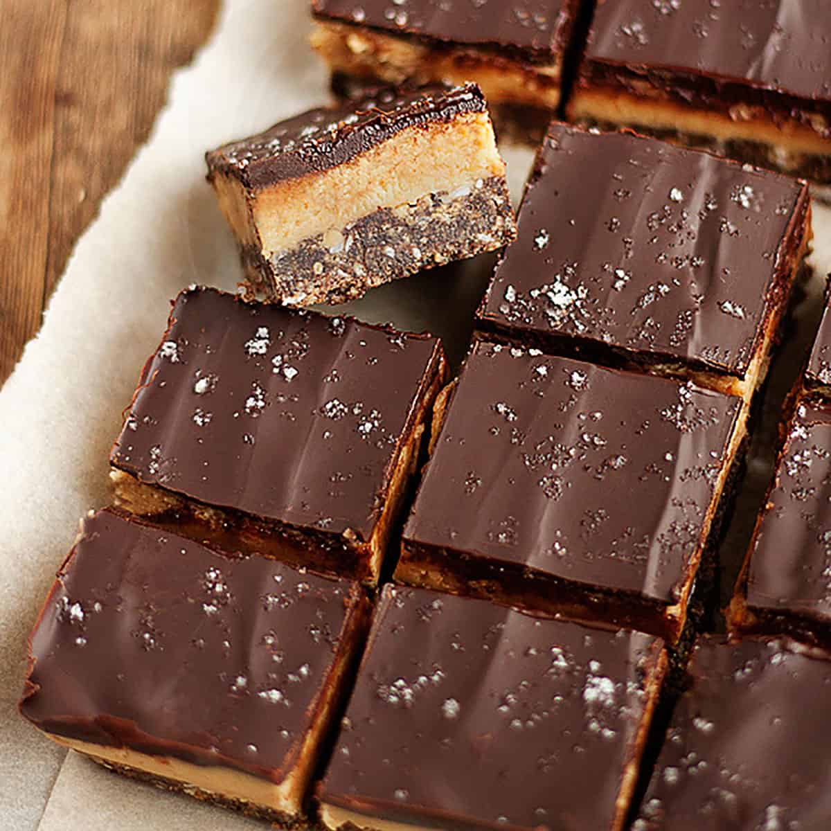 peanut butter Nanaimo bars sliced