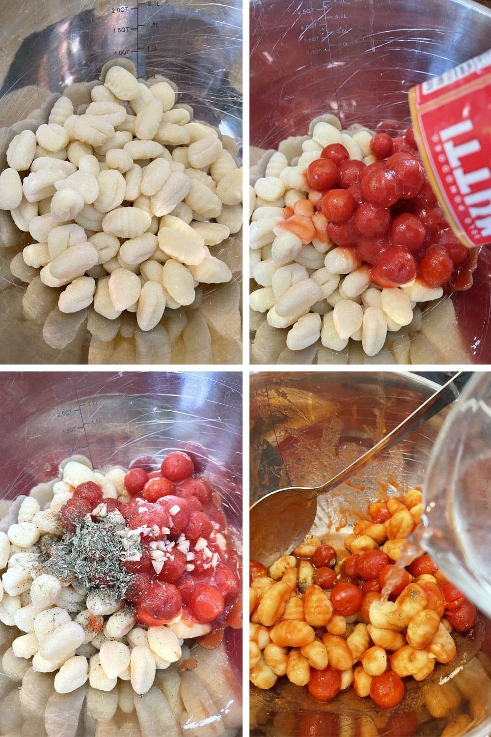 photo collage of steps to make baked gnocchi 1