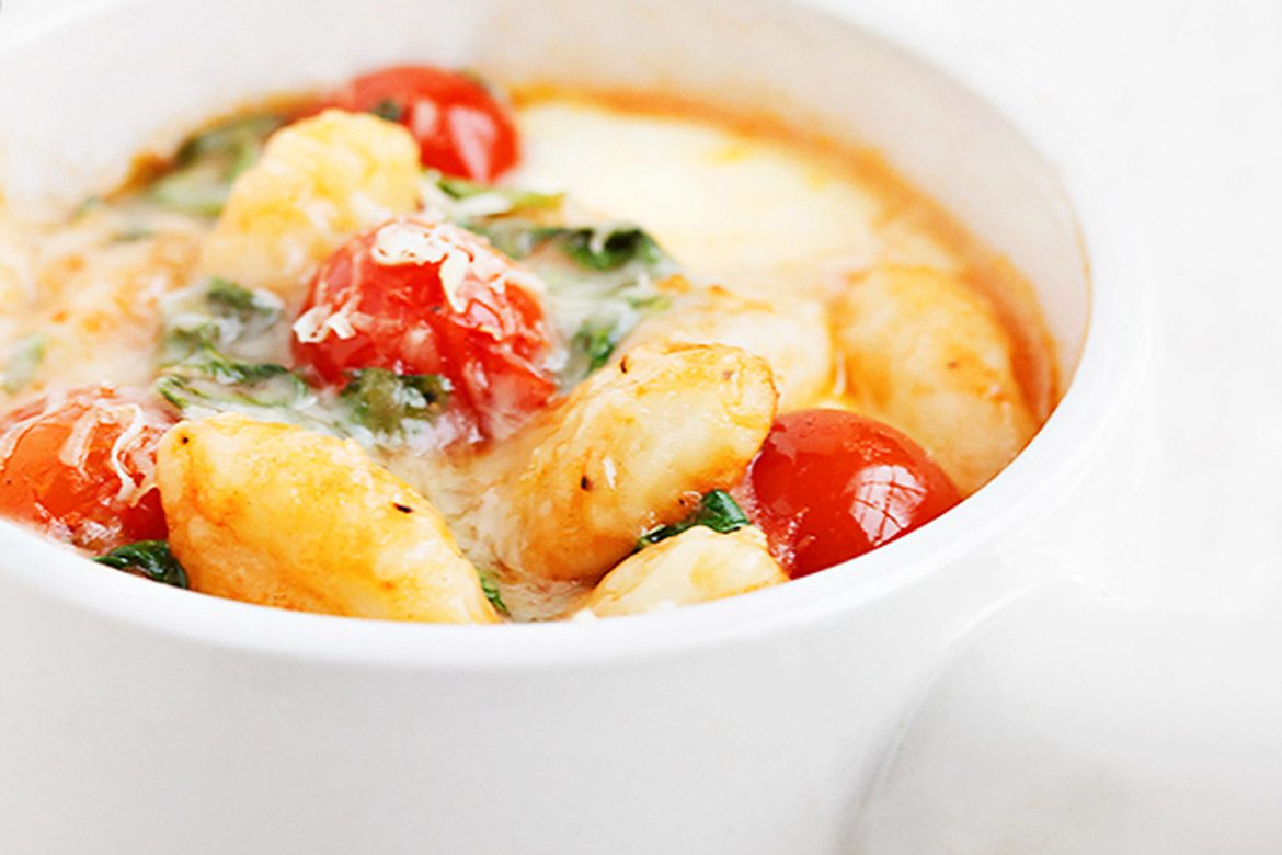 Baked Gnocchi, Tomatoes and Bocconcini Seasons and Suppers