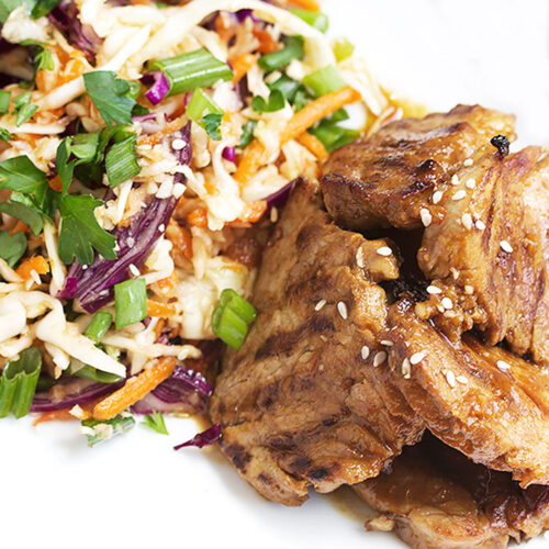 Spicy Grilled Korean Pork Tenderloin with Asian Slaw
