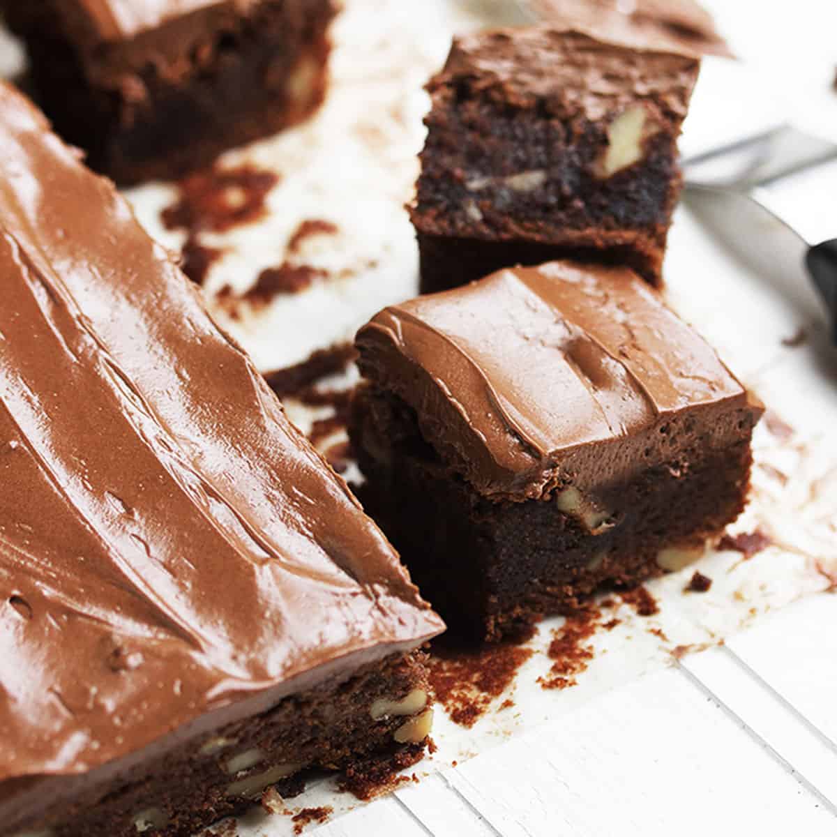 Diner Style Brownies with Frosting - Seasons and Suppers