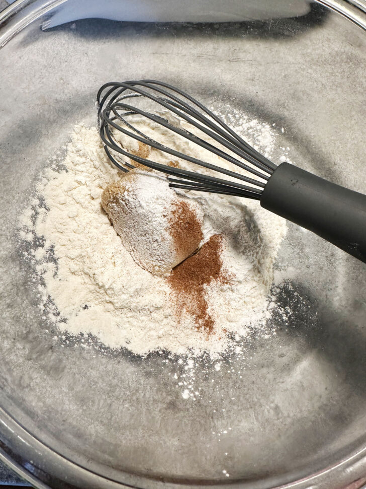 whisking together the dry ingredients in a bowl