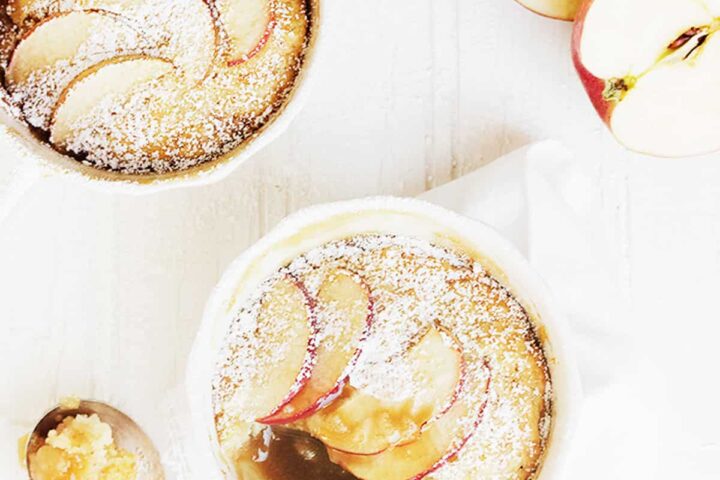 caramel apple pudding cake in small cups