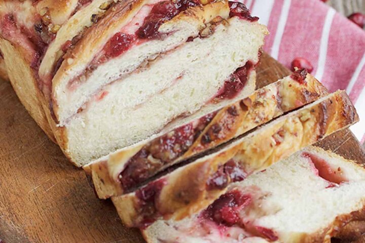 cranberry walnut swirl bread sliced