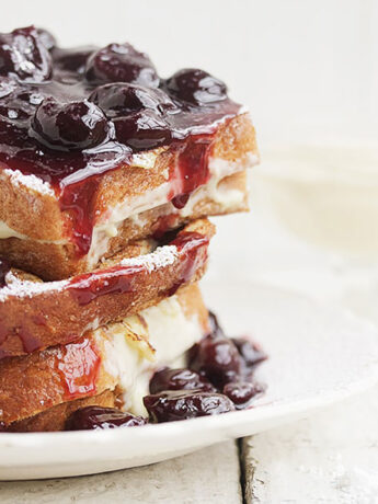 cherry French toast stacked